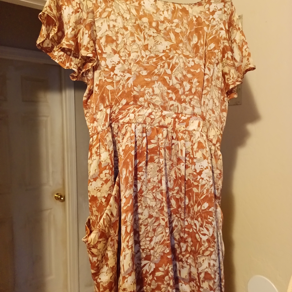 Forever 21 Orange Flutter Sleeve Midi Sundress